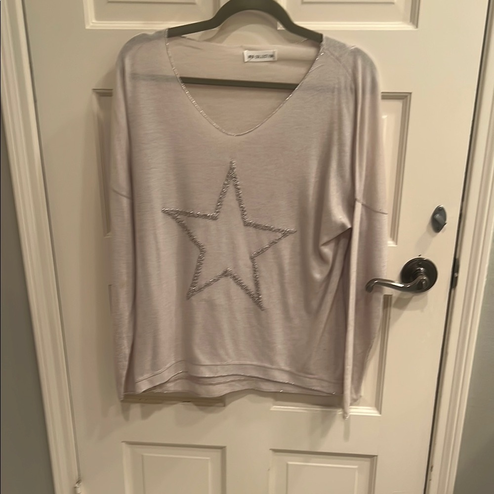 Star Embellished Light beige/gold top